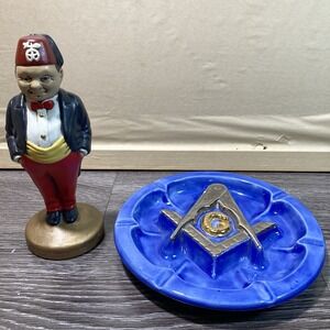 Mason Freemason Blue Paint Figurine Statue Bundle